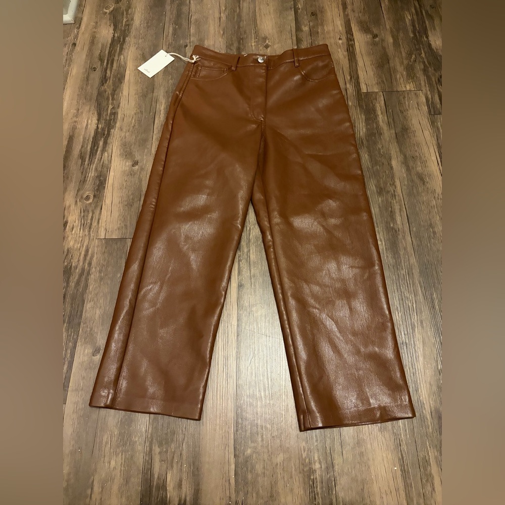 NWT Aritzia Wilfred The Melina™ Cropped Pant Brown 8